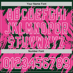 Custom Green Pink-White Abstract Sharp Shape Fragment 3D Pattern Design Bomber Full-Snap Varsity Letterman Hoodie Jacket