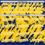 Custom Royal Yellow-White Abstract Sharp Shape Fragment 3D Pattern Design Bomber Full-Snap Varsity Letterman Hoodie Jacket