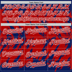 Custom Royal Red-White Abstract Sharp Shape Fragment 3D Pattern Design Bomber Full-Snap Varsity Letterman Hoodie Jacket