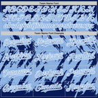 Custom Royal Light Blue-White Abstract Sharp Shape Fragment 3D Pattern Design Bomber Full-Snap Varsity Letterman Hoodie Jacket