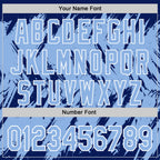 Custom Royal Light Blue-White Abstract Sharp Shape Fragment 3D Pattern Design Bomber Full-Snap Varsity Letterman Hoodie Jacket