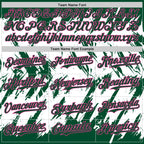 Custom Kelly Green White-Pink Abstract Sharp Shape Fragment 3D Pattern Design Bomber Full-Snap Varsity Letterman Hoodie Jacket