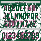 Custom Kelly Green White-Pink Abstract Sharp Shape Fragment 3D Pattern Design Bomber Full-Snap Varsity Letterman Hoodie Jacket