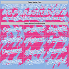 Custom Light Blue Pink-White Abstract Sharp Shape Fragment 3D Pattern Design Bomber Full-Snap Varsity Letterman Hoodie Jacket