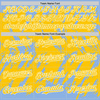 Custom Light Blue Yellow-White Abstract Sharp Shape Fragment 3D Pattern Design Bomber Full-Snap Varsity Letterman Hoodie Jacket