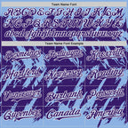 Custom Light Blue Purple-White Abstract Sharp Shape Fragment 3D Pattern Design Bomber Full-Snap Varsity Letterman Hoodie Jacket
