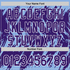 Custom Light Blue Purple-White Abstract Sharp Shape Fragment 3D Pattern Design Bomber Full-Snap Varsity Letterman Hoodie Jacket
