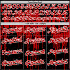 Custom Black Red-White Dripping Splatter 3D Pattern Design Bomber Full-Snap Varsity Letterman Hoodie Jacket