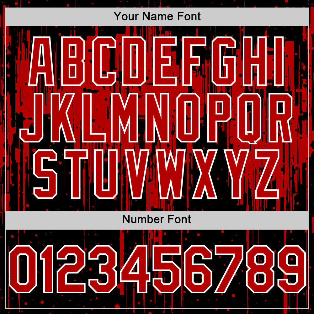 Custom Black Red-White Dripping Splatter 3D Pattern Design Bomber Full-Snap Varsity Letterman Hoodie Jacket