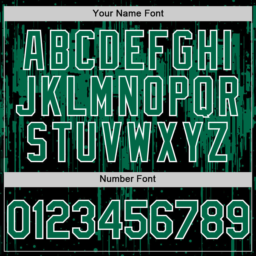 Custom Black Kelly Green-White Dripping Splatter 3D Pattern Design Bomber Full-Snap Varsity Letterman Hoodie Jacket