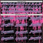 Custom Black Pink-Aqua Dripping Splatter 3D Pattern Design Bomber Full-Snap Varsity Letterman Hoodie Jacket