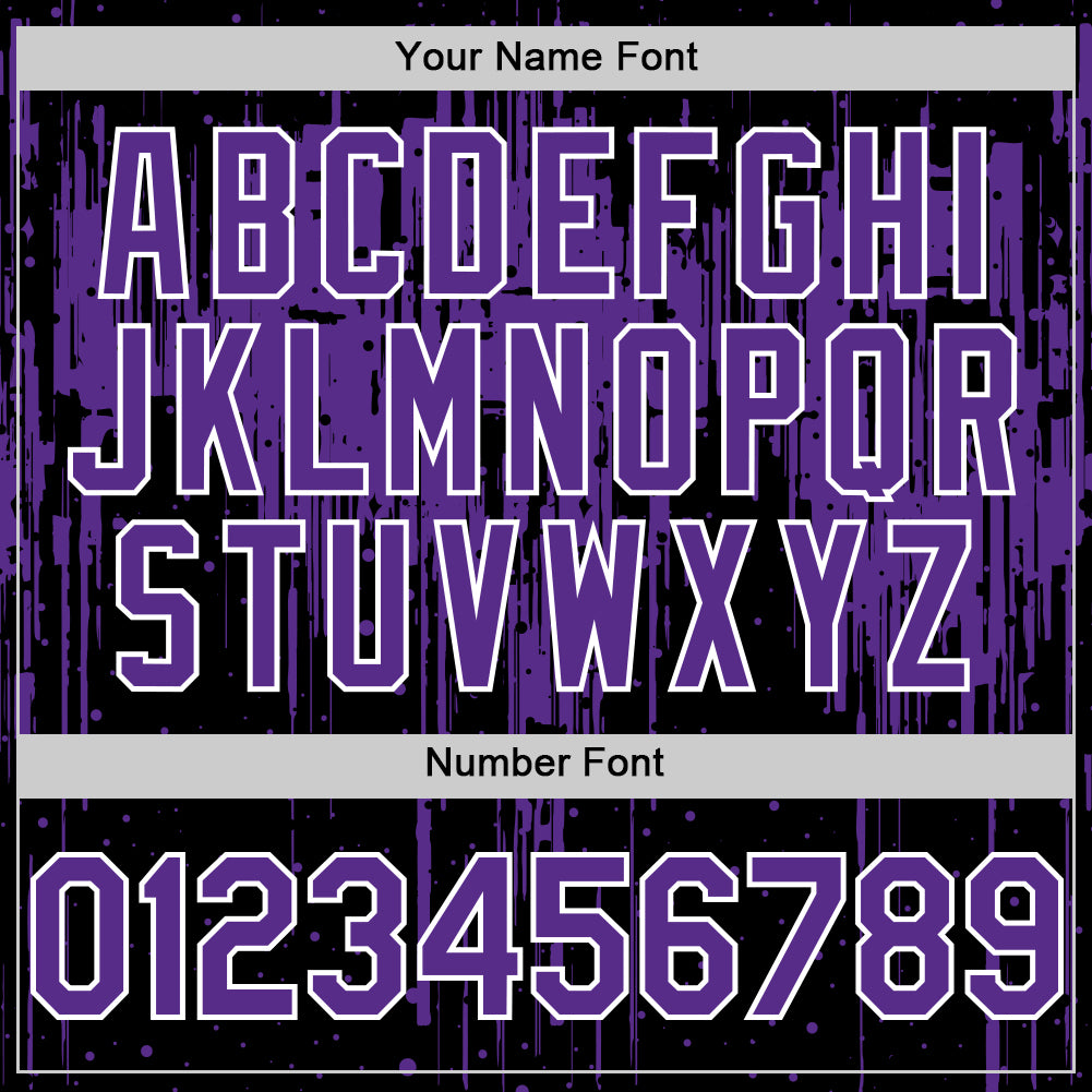 Custom Black Purple-White Dripping Splatter 3D Pattern Design Bomber Full-Snap Varsity Letterman Hoodie Jacket