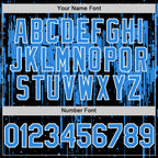 Custom Black Powder Blue-White Dripping Splatter 3D Pattern Design Bomber Full-Snap Varsity Letterman Hoodie Jacket