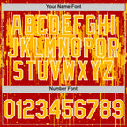 Custom Red Gold-White Dripping Splatter 3D Pattern Design Bomber Full-Snap Varsity Letterman Hoodie Jacket