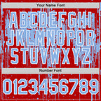 Custom Red Light Blue-White Dripping Splatter 3D Pattern Design Bomber Full-Snap Varsity Letterman Hoodie Jacket