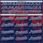 Custom Navy Crimson-White Dripping Splatter 3D Pattern Design Bomber Full-Snap Varsity Letterman Hoodie Jacket