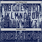 Custom Navy Silver-White Dripping Splatter 3D Pattern Design Bomber Full-Snap Varsity Letterman Hoodie Jacket