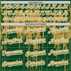 Custom Green Old Gold-White Dripping Splatter 3D Pattern Design Bomber Full-Snap Varsity Letterman Hoodie Jacket
