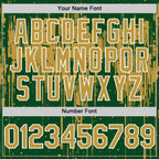 Custom Green Old Gold-White Dripping Splatter 3D Pattern Design Bomber Full-Snap Varsity Letterman Hoodie Jacket