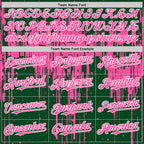 Custom Green Pink-White Dripping Splatter 3D Pattern Design Bomber Full-Snap Varsity Letterman Hoodie Jacket
