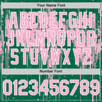 Custom Kelly Green Light Pink-White Dripping Splatter 3D Pattern Design Bomber Full-Snap Varsity Letterman Hoodie Jacket