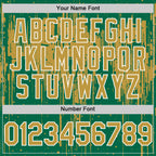 Custom Kelly Green Old Gold-White Dripping Splatter 3D Pattern Design Bomber Full-Snap Varsity Letterman Hoodie Jacket