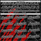 Custom Black Red-White Splash 3D Pattern Design Bomber Full-Snap Varsity Letterman Hoodie Jacket