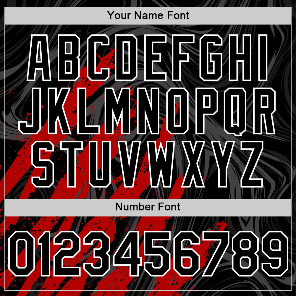 Custom Black Red-White Splash 3D Pattern Design Bomber Full-Snap Varsity Letterman Hoodie Jacket