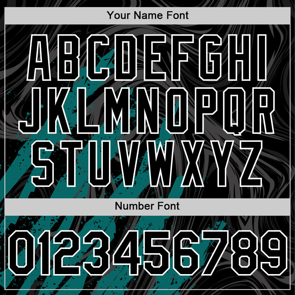 Custom Black Teal-White Splash 3D Pattern Design Bomber Full-Snap Varsity Letterman Hoodie Jacket