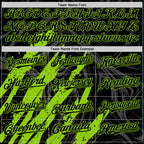 Custom Black Neon Green Splash 3D Pattern Design Bomber Full-Snap Varsity Letterman Hoodie Jacket