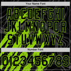 Custom Black Neon Green Splash 3D Pattern Design Bomber Full-Snap Varsity Letterman Hoodie Jacket