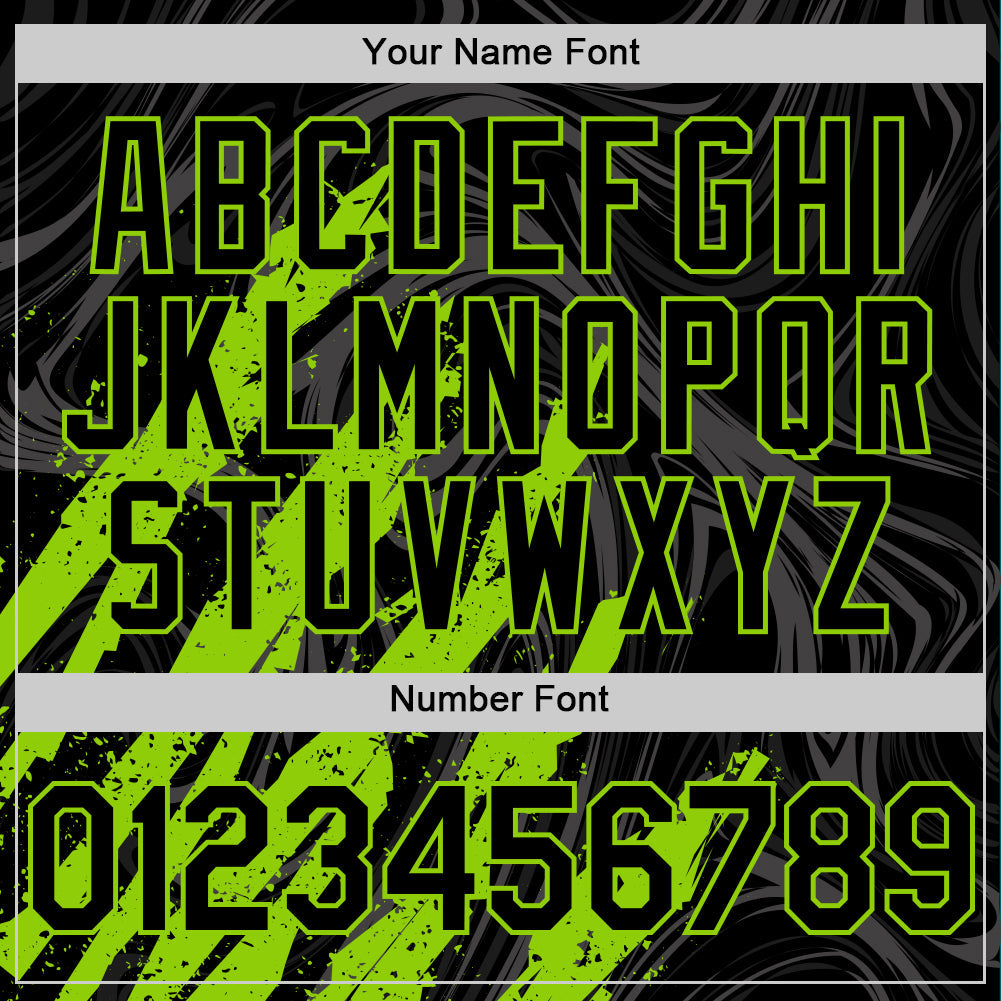 Custom Black Neon Green Splash 3D Pattern Design Bomber Full-Snap Varsity Letterman Hoodie Jacket