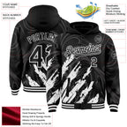 Custom Black White Splash 3D Pattern Design Bomber Full-Snap Varsity Letterman Hoodie Jacket