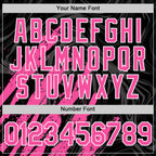 Custom Black Pink-White Splash 3D Pattern Design Bomber Full-Snap Varsity Letterman Hoodie Jacket