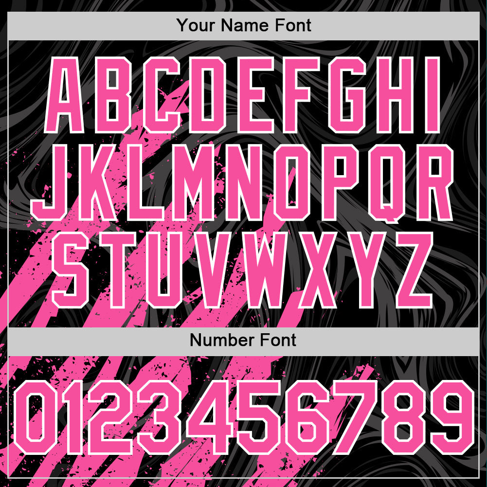 Custom Black Pink-White Splash 3D Pattern Design Bomber Full-Snap Varsity Letterman Hoodie Jacket