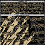 Custom Black Vegas Gold-White Splash 3D Pattern Design Bomber Full-Snap Varsity Letterman Hoodie Jacket