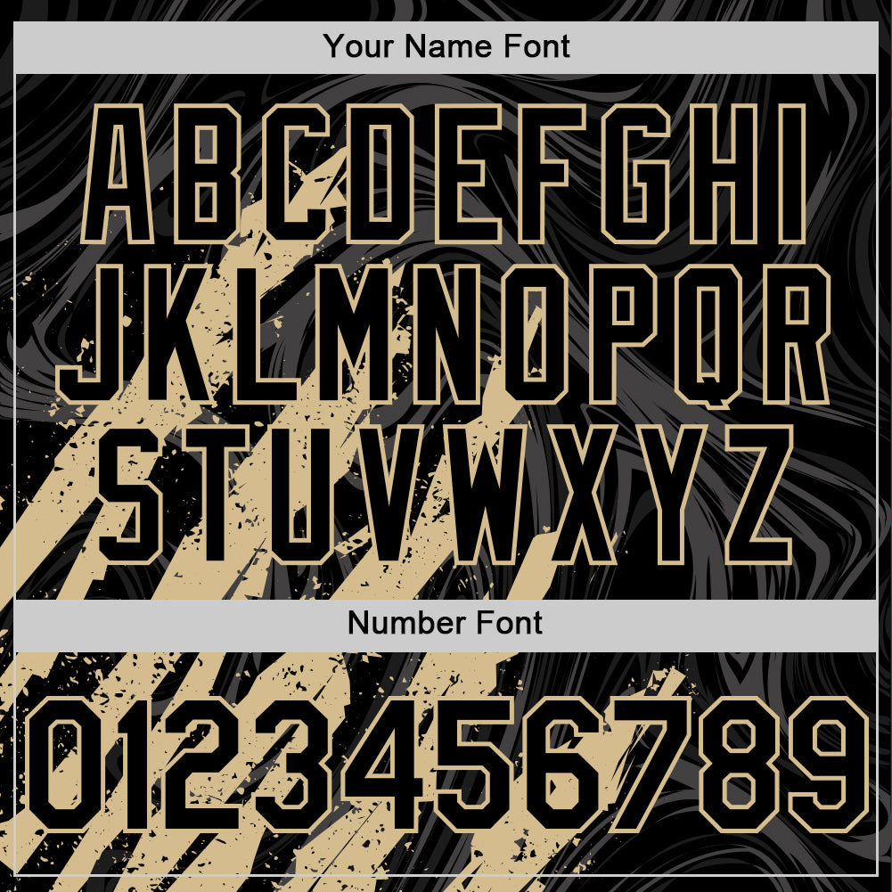 Custom Black Vegas Gold-White Splash 3D Pattern Design Bomber Full-Snap Varsity Letterman Hoodie Jacket