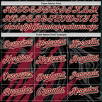 Custom Black Crimson-Cream Splash 3D Pattern Design Bomber Full-Snap Varsity Letterman Hoodie Jacket