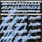 Custom Black Light Blue-White Splash 3D Pattern Design Bomber Full-Snap Varsity Letterman Hoodie Jacket