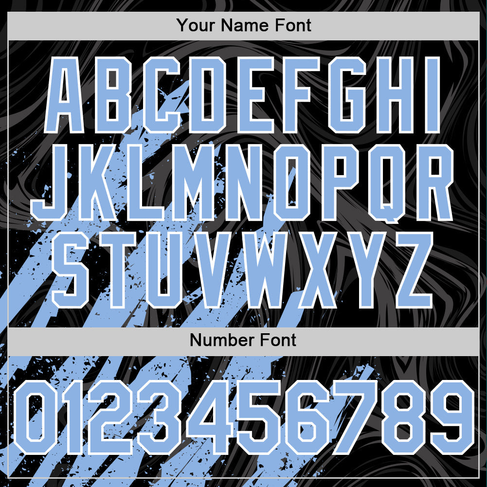 Custom Black Light Blue-White Splash 3D Pattern Design Bomber Full-Snap Varsity Letterman Hoodie Jacket