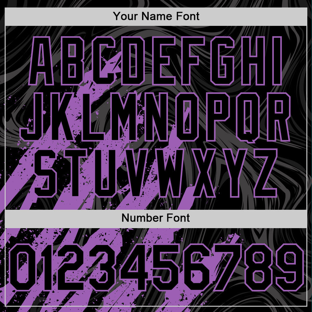 Custom Black Medium Purple-White Splash 3D Pattern Design Bomber Full-Snap Varsity Letterman Hoodie Jacket