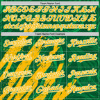 Custom Kelly Green Gold-White Splash 3D Pattern Design Bomber Full-Snap Varsity Letterman Hoodie Jacket