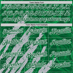 Custom Kelly Green Gray-White Splash 3D Pattern Design Bomber Full-Snap Varsity Letterman Hoodie Jacket