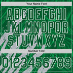 Custom Kelly Green Gray-White Splash 3D Pattern Design Bomber Full-Snap Varsity Letterman Hoodie Jacket