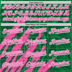 Custom Kelly Green Pink-White Splash 3D Pattern Design Bomber Full-Snap Varsity Letterman Hoodie Jacket