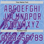 Custom Light Blue Purple-White Splash 3D Pattern Design Bomber Full-Snap Varsity Letterman Hoodie Jacket