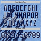 Custom Light Blue Navy-White Splash 3D Pattern Design Bomber Full-Snap Varsity Letterman Hoodie Jacket