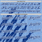 Custom Light Blue Royal-White Splash 3D Pattern Design Bomber Full-Snap Varsity Letterman Hoodie Jacket