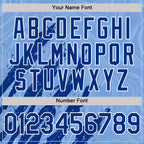 Custom Light Blue Royal-White Splash 3D Pattern Design Bomber Full-Snap Varsity Letterman Hoodie Jacket