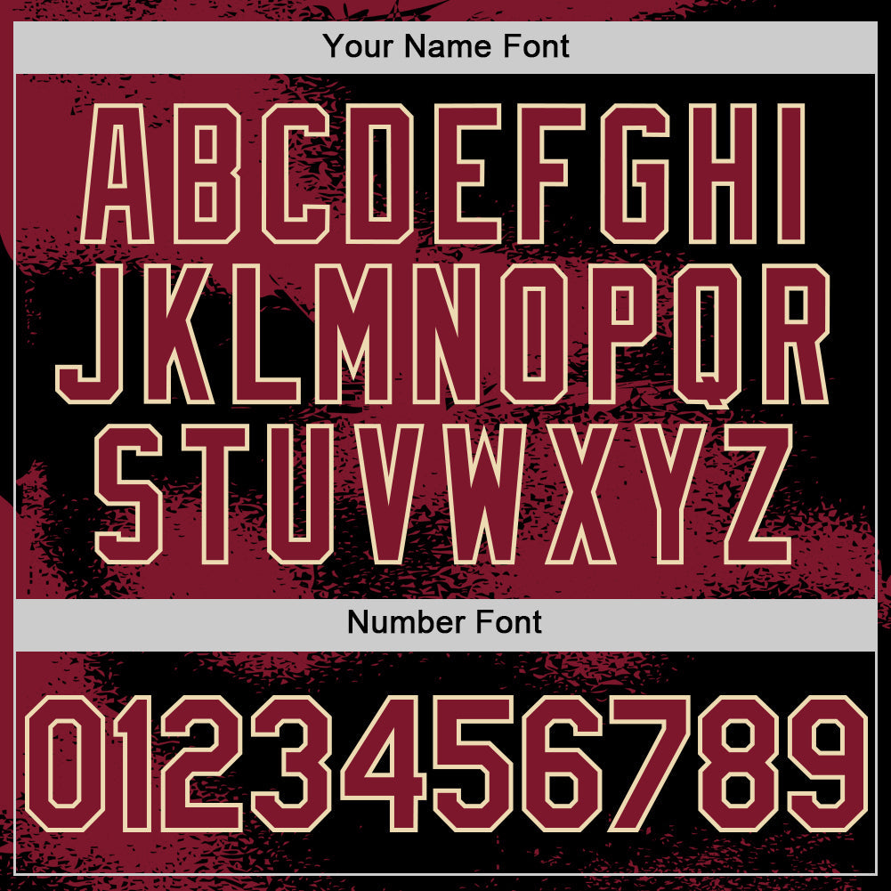 Custom Black Crimson-Cream Abstract Color Blocks Fragment 3D Pattern Design Bomber Full-Snap Varsity Letterman Hoodie Jacket